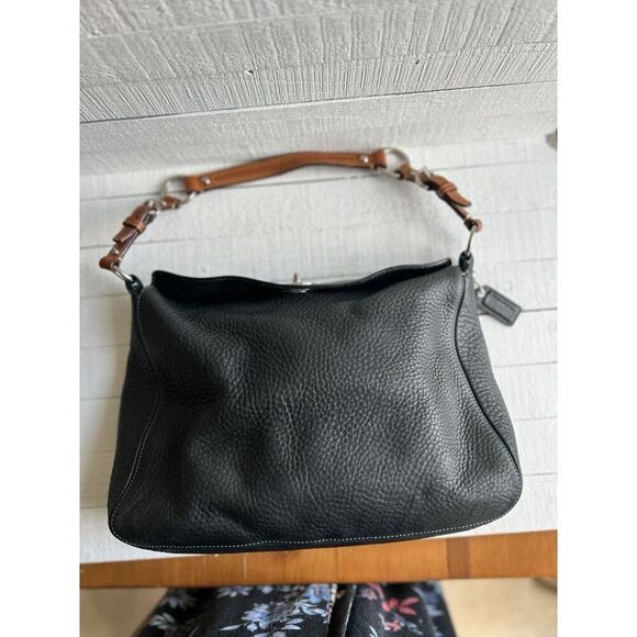 COACH Purse #8A37 BLACK Turn Lock Mini Pebbled Leather Bag - Picture 2 of 15